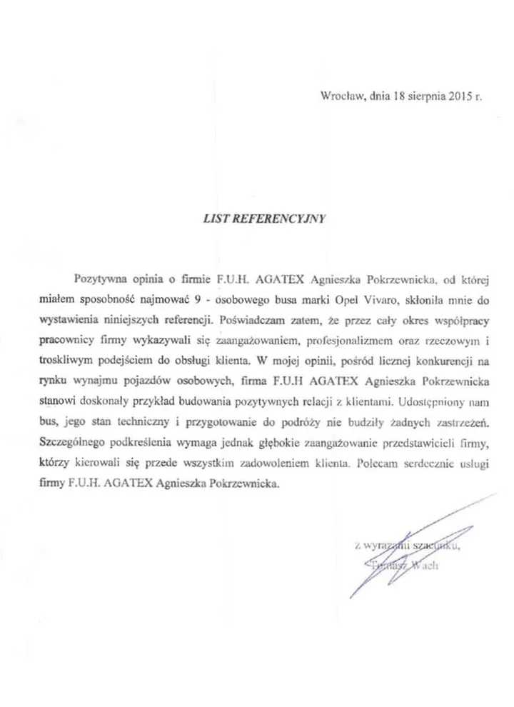referencje - pan Tomasz Wach